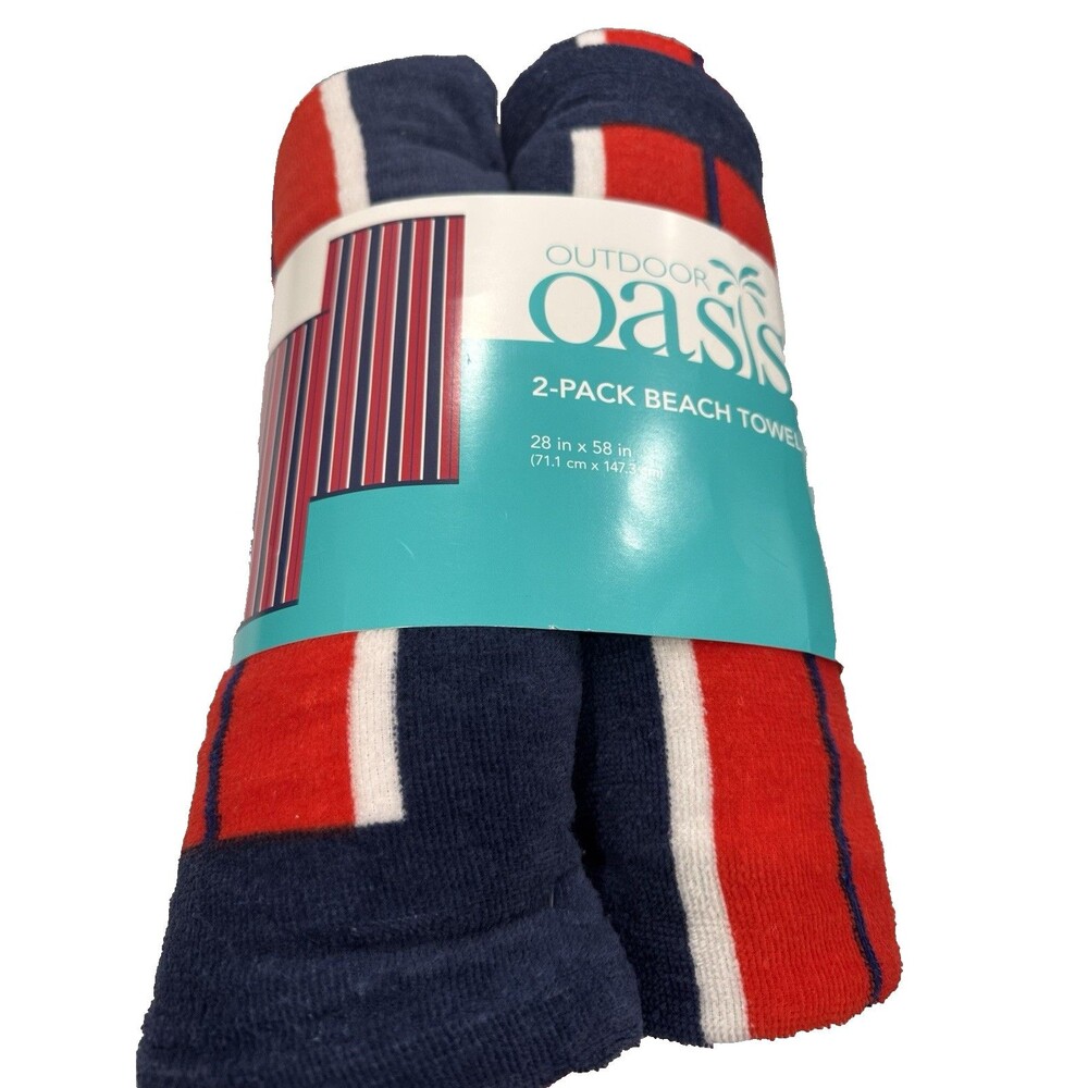 Oasis Outdoor 2-Pack Beach Towel 28 in x 58 in Multi Color